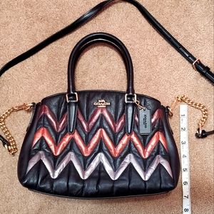 Coach leather Sage mini Carry-all quilted metallic chevron